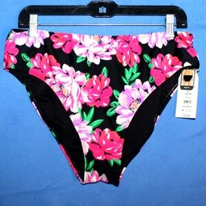 Time and Tru High Waist Bikini Bottoms Floral Large 12-14 NWT